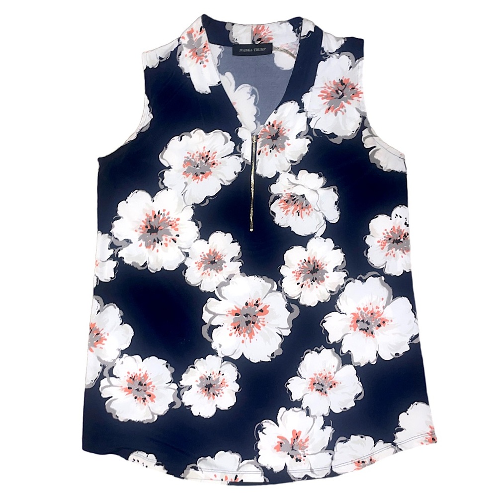 floral lightweight Ivanka Trump sleeveless blouse